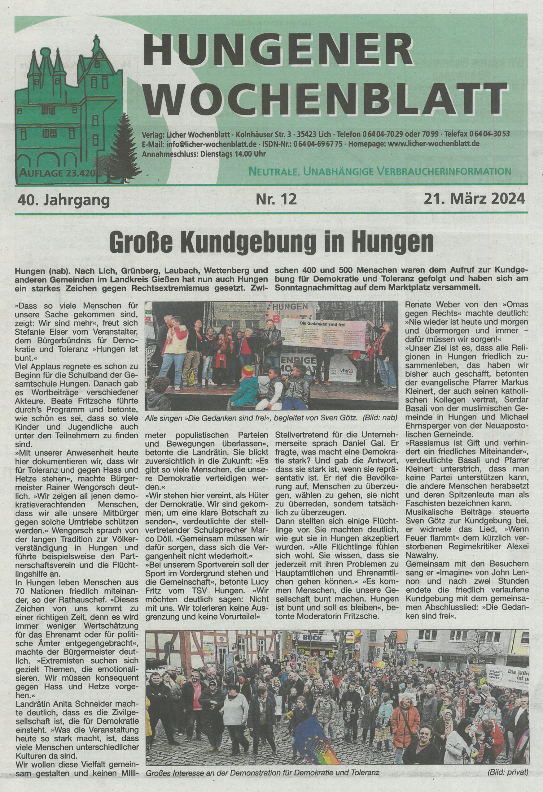 Bild aus einer Aktion von Hungen ist bunt